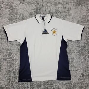 Stagehands Union NYC Polo Shirt Men's Large White Navy New York USA Made